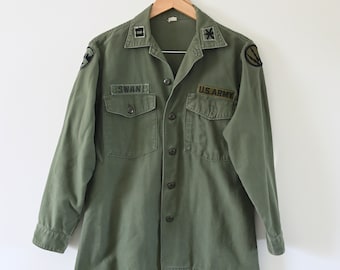 1970 Foster Industries Military OG-107 Type 1 Shirt Size 16 1/2 x 31 | U.S. Army, Military Assistance Command Vietnam Patches