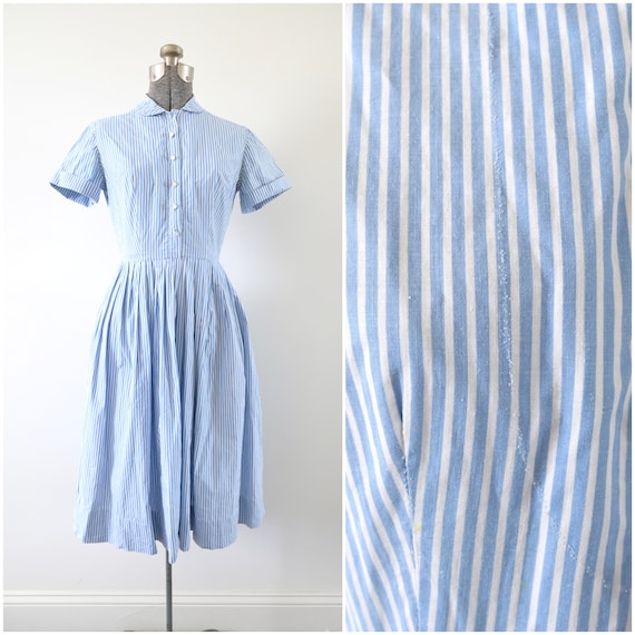 1950s Tailored by Nan Buntly New York Blue White … - image 1