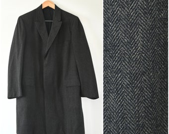 1960s-70s Tailored by Barron Anderson Expressly for Shepard & Hamelle Wool Herringbone Overcoat | Amalgamated Workers of America