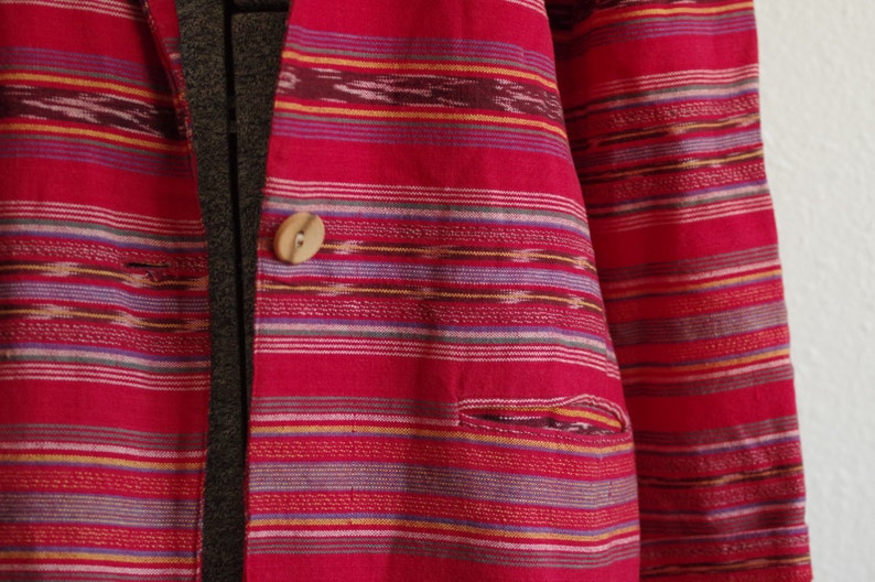 Vintage Tracy Evans Ltd Red Southwestern Print Oversized Blazer Size Large Made in USA