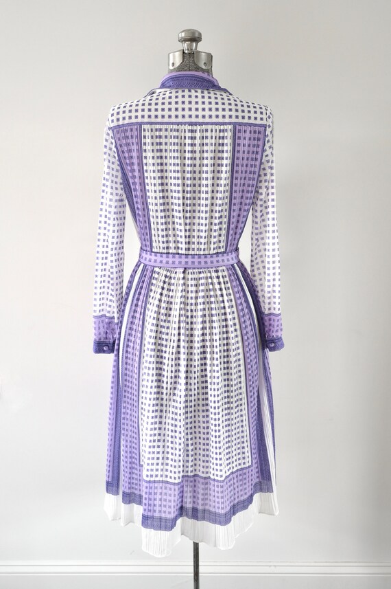 1970s Hal Ferman Purple White Semi-Sheer Belted S… - image 8