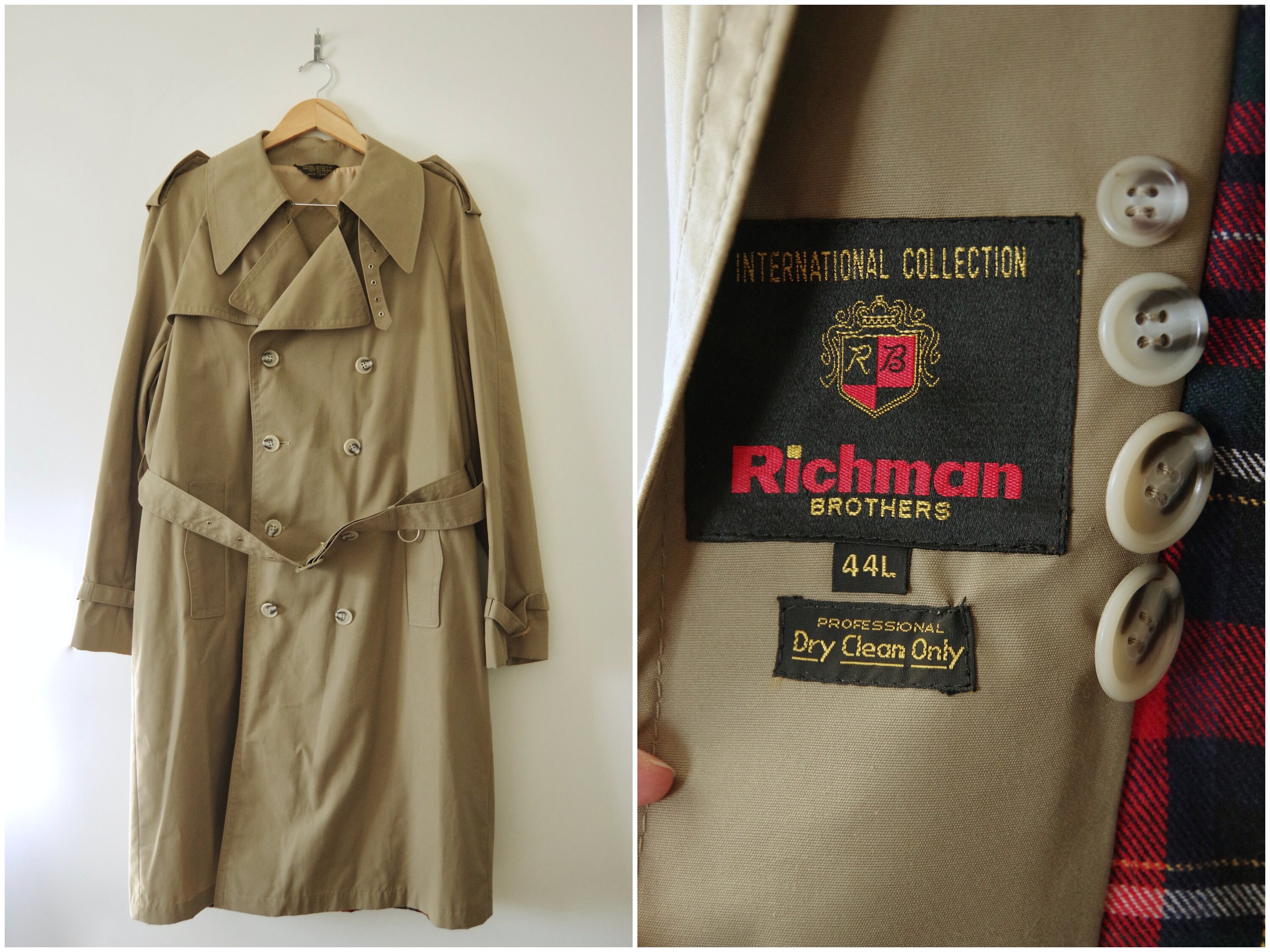 1970s-80s Richman Brothers Double Breasted Trench Coat W/ - Etsy