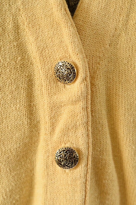 Carroll Reed Yellow Button Front Sweater Vest w/ … - image 5