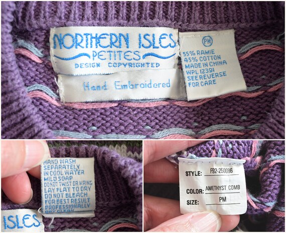 1980s-90s Northern Isles Petites Purple Cotton Ra… - image 8