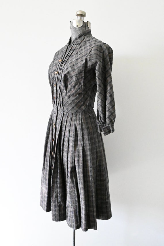 1950s Betty Hartford Brown Black Plaid Fit and Fl… - image 5