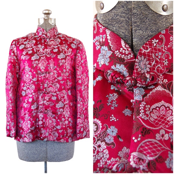 Traditional Chinese Padded Jacket Pink Silk Asian… - image 1
