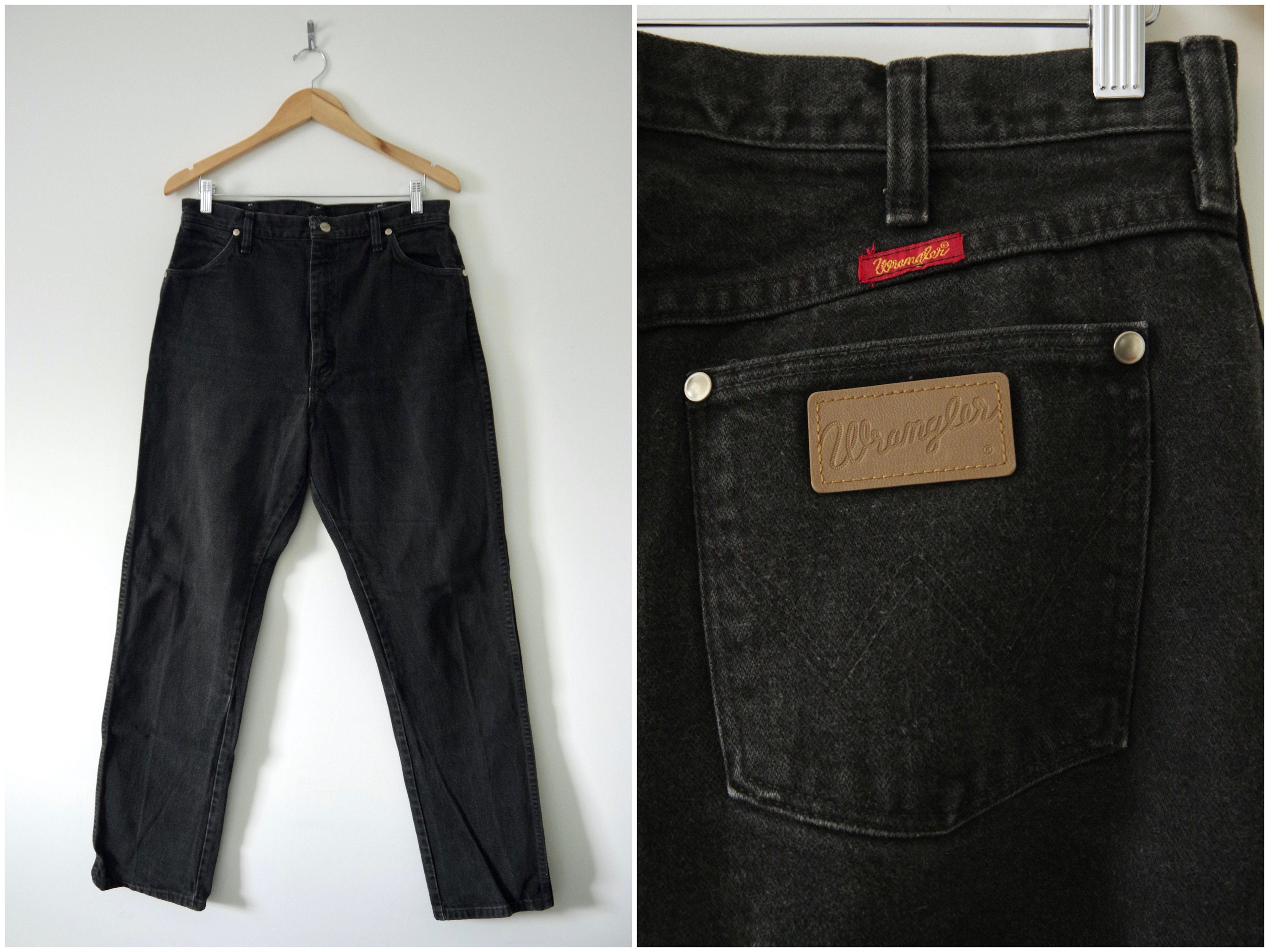 Vintage Wrangler Black/gray Jeans Size 15 X 34 Made in USA - Etsy