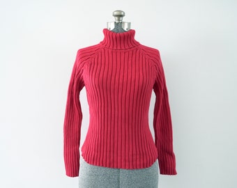 2000s GAP Red Cotton Turtleneck Sweater Size S | Thick Knit