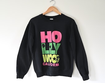 Vintage Air Waves Hollywood California Neon Lettering Sweatshirt Size Small