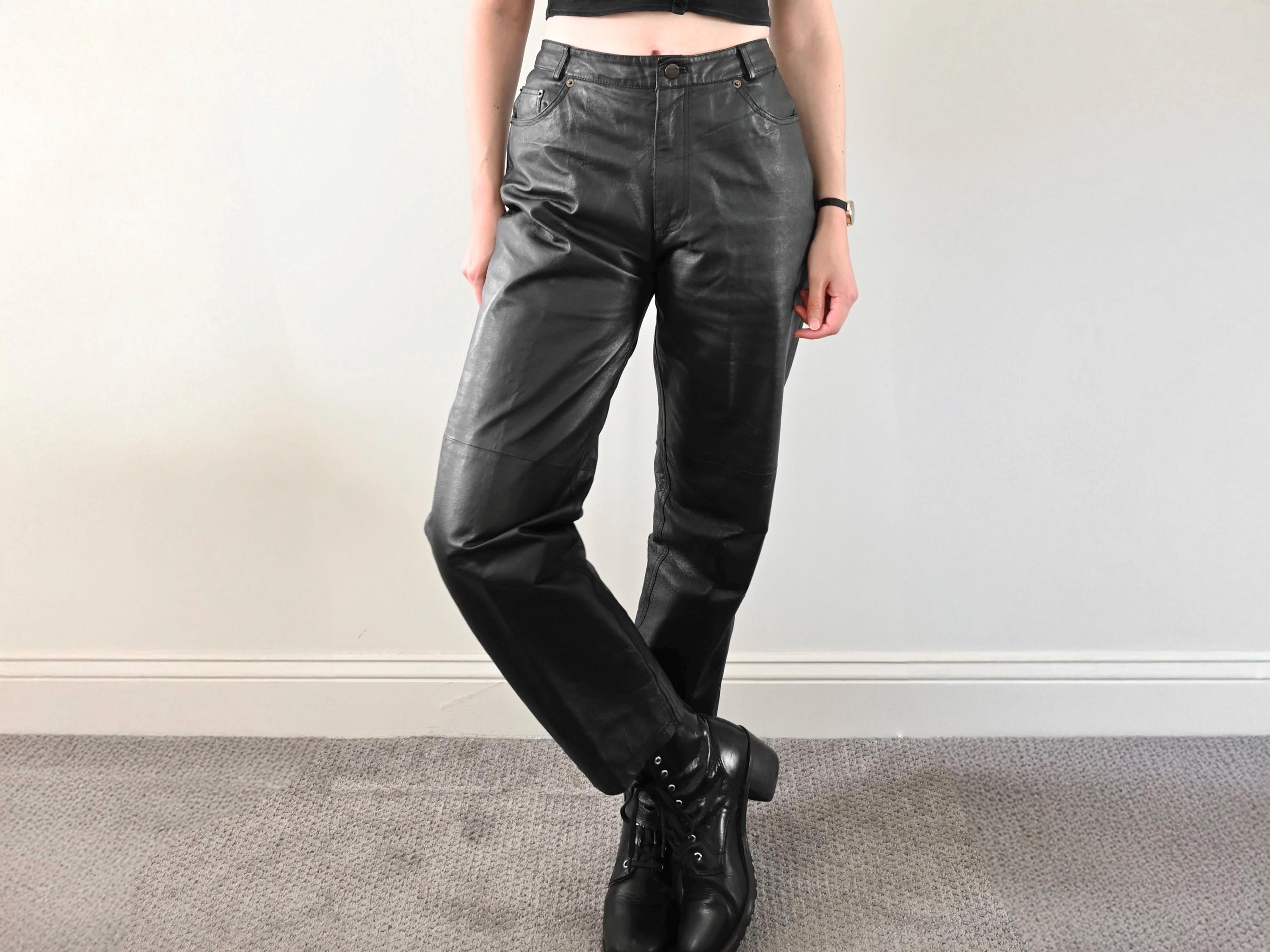 archive Black Leather Flare Pants 00s 00s archive Black Coated