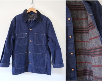 Blue Bell Dark Blue Blanket-Lined Chore Coat Size 44 | Corduroy Collar