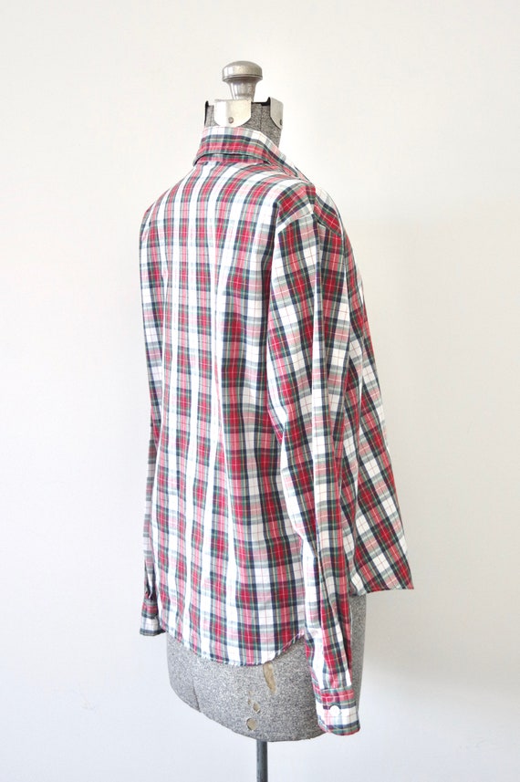 1980s-90s Alicia Red White Green Blue Plaid Butto… - image 8