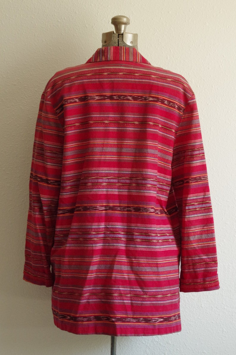 Vintage Tracy Evans Ltd Red Southwestern Print Oversized Blazer Size Large Made in USA