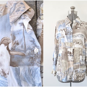 Script Arctic Scenes Penguin and Polar Bear Print Button Down - Etsy
