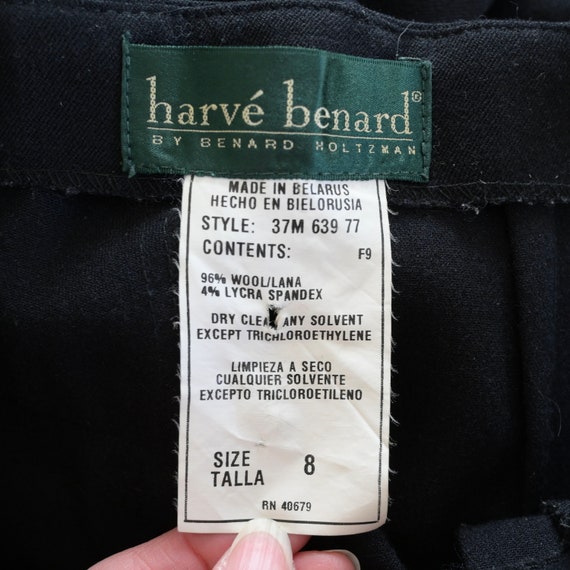 1990s Harvé Benard Black Wool Pleated Front High … - image 10