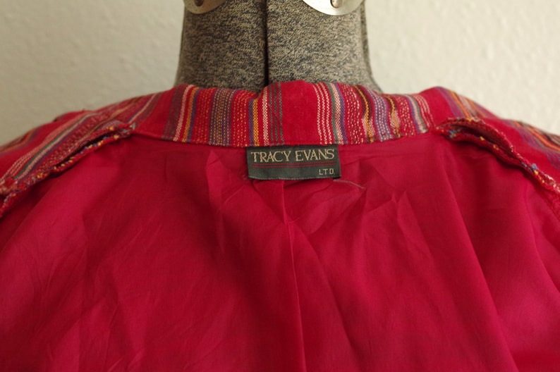Vintage Tracy Evans Ltd Red Southwestern Print Oversized Blazer Size Large Made in USA