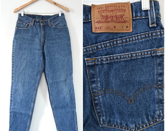 1990s Levi's 512 Slim Fit Tapered Leg High Waisted Jeans Size 11 JR. M | Made in USA