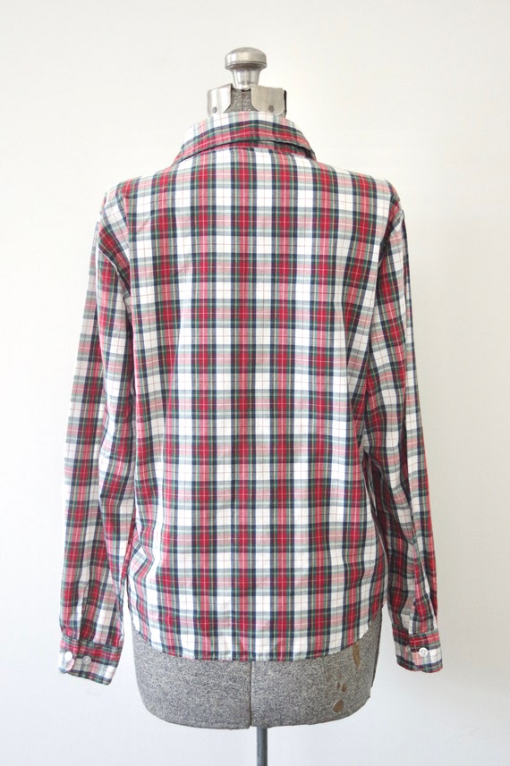 1980s-90s Alicia Red White Green Blue Plaid Butto… - image 7