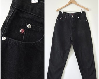 1990s Mission Blues Black High Waisted Relaxed Fit Jeans Size 10 AV