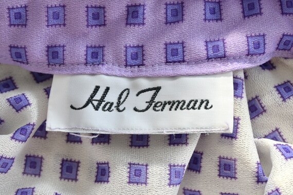 1970s Hal Ferman Purple White Semi-Sheer Belted S… - image 10