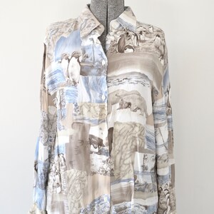 Script Arctic Scenes Penguin and Polar Bear Print Button Down - Etsy