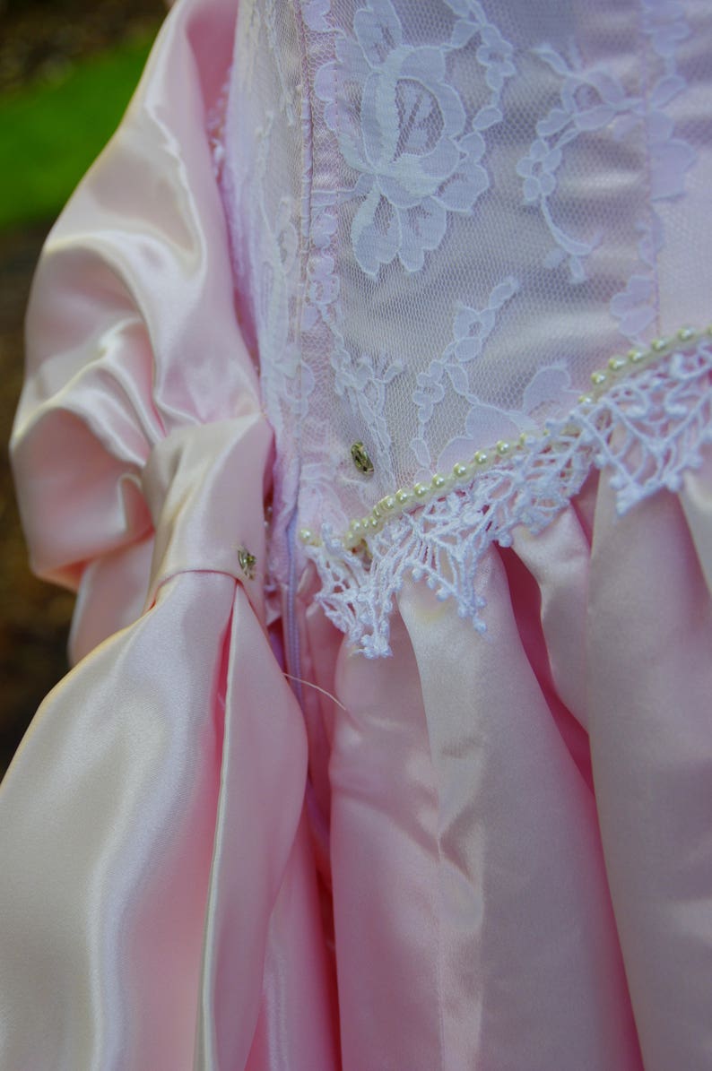 Vintage Pale Pink Wedding Dress With Lace Detailing Long Train Large