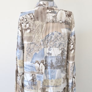 Script Arctic Scenes Penguin and Polar Bear Print Button Down - Etsy