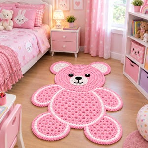 Beginner Crochet Bear Rug Pattern, Nursery Floor Mat (PDF)