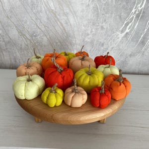 Handmade Fabric Pumpkin Set, Autumn Cotton Decor, Thanksgiving Centerpiece (18pc)