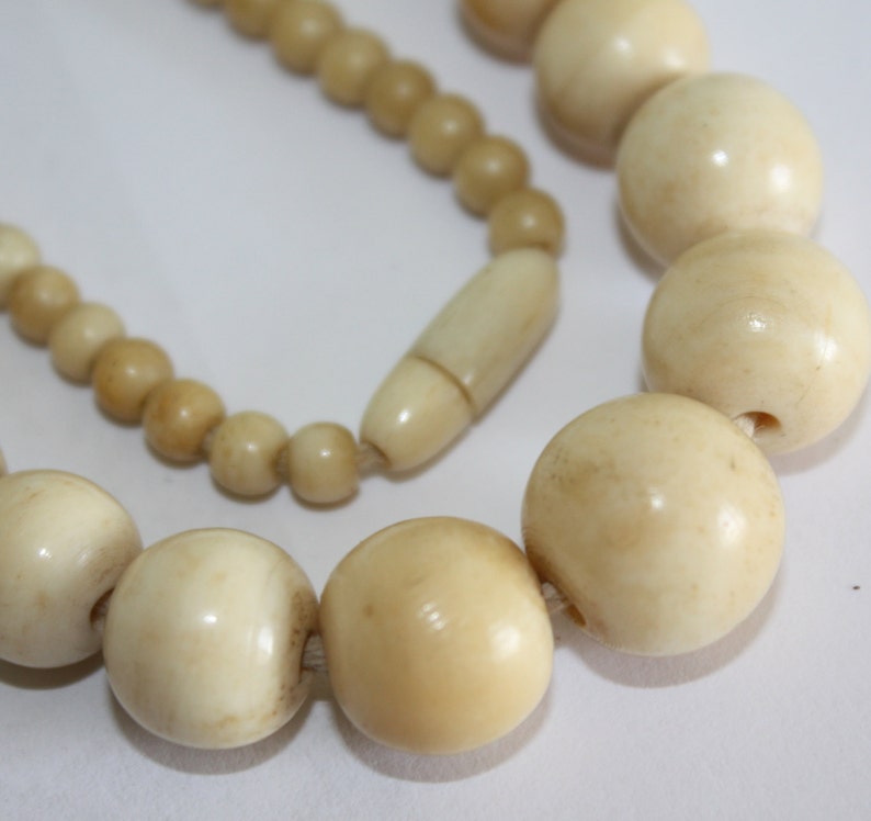 Vintage Necklace Ivory Ox Bone Bead 1920s Jewelry Etsy