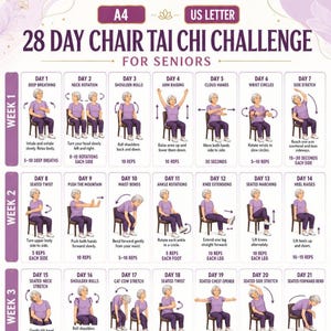 28-Tage-Stuhl-Tai-Chi-Challenge für Senioren: Sanftes Sitzübungsprogramm für Gleichgewicht und Beweglichkeit (PDF zum Ausdrucken)