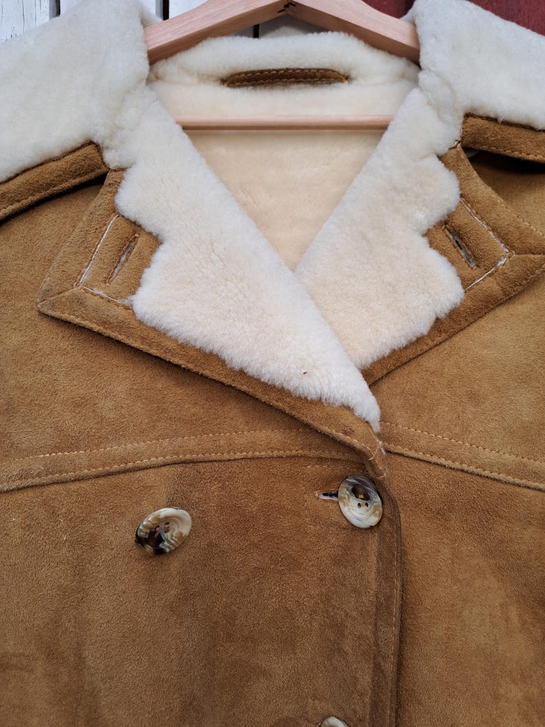Rare Vintage HUC of Sweden Shearling Coat- 1970's Suede Wool Jacket ...