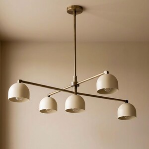 Modern 5-Light Linear Ceiling Light Fixture, Mid-Century Modern 5 Arm Sputnik Chandelier, Flush Mount light for Bedroom, Hallway & Living
