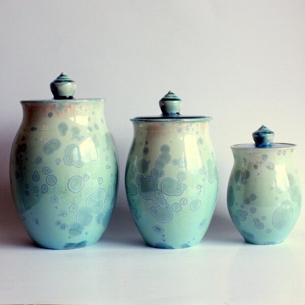 DISCOUNTED Aqua Crystalline Canister Set