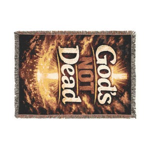 God's Not Dead Woven Blanket | Religious Scripture Cross Throw