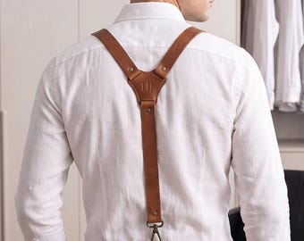 Personalized leather suspenders, Handmade leather suspenders, Leather groomsmen suspenders, Custom leather suspenders men,Wedding suspenders