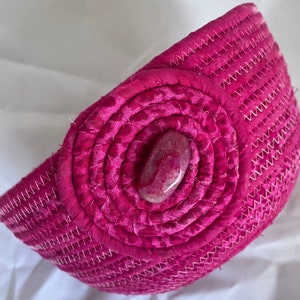 Coiled Rope Basket - Handmade Pink Batik