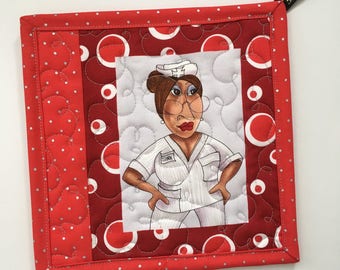 Nurse Quilted Pot Holder, Nurse Gift, Nurse Mug Rug