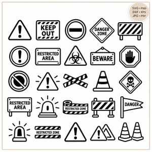 Halloween Warning Sign SVG Bundle, Caution Safety Signs Cut Files, Danger Zone Cricut Design
