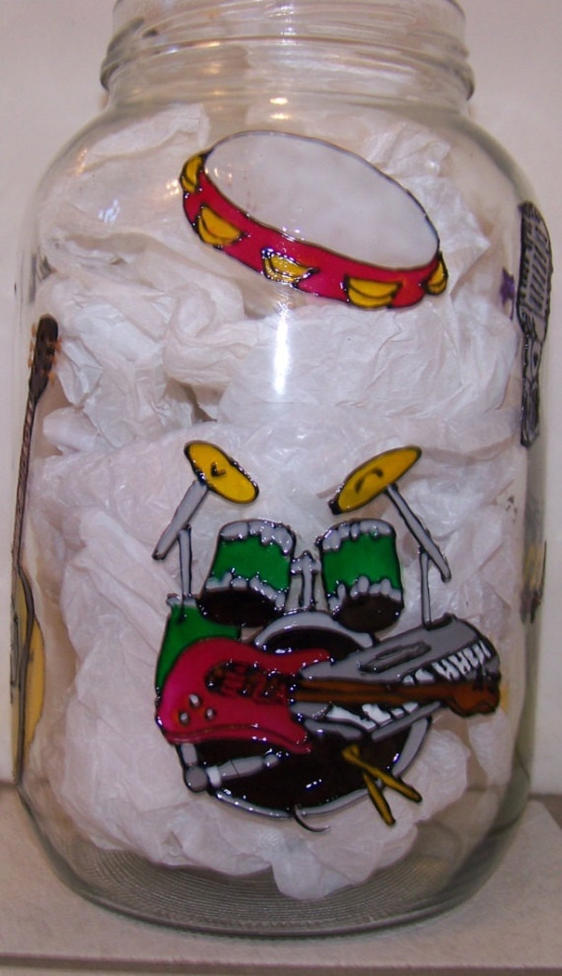 Custom order Band TIP JAR Music notes musical instruments Etsy