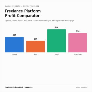 Freelance Platform Profit Comparator | Upwork Fiverr Toptal Income Tracker | Google Sheets Excel Template