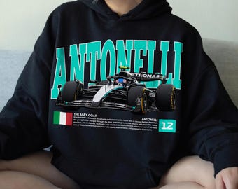 Vintage Kimi Antonelli F1 Hoodie: Retro Rennfahrer Fangeschenk Ant12 Sweatshirt Formel-1 Merchandise