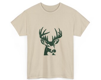 Camiseta de caza de ciervos, camiseta con estampado de astas de ciervo, regalo de caza para hombres, regalo de Navidad para cazadores, camiseta de ciervo verde bosque.