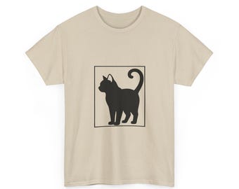 Camiseta de gato negro, camiseta minimalista para amantes de los gatos, regalo para mamás de gatos, regalo de Navidad para amantes de los gatos.