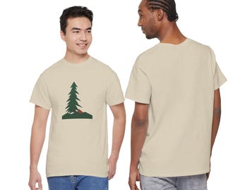 Camiseta con estampado de pinos y montañas, camiseta minimalista para senderismo, regalo para amantes de la naturaleza, regalo de Navidad para excursionistas.