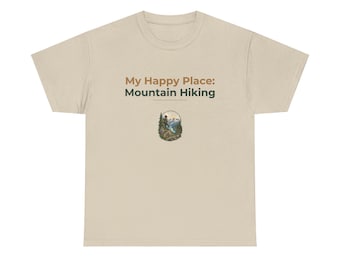Camiseta "Mi lugar feliz para hacer senderismo", camiseta de senderismo de montaña, regalo para excursionistas, regalo de Navidad para excursionistas.