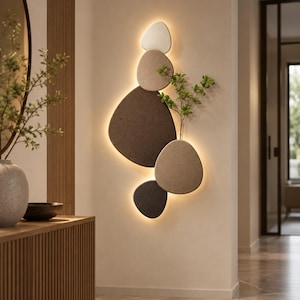 Applique murale LED, applique en galets organiques, décoration sculpturale moderne, lampe pour salon ou couloir