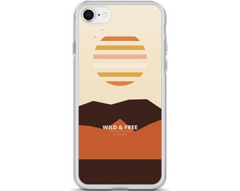 Retro-Sonnenuntergang-iPhone-Hülle | Handyhülle im Boho-Wüstenlandschafts-Stil