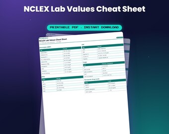 NCLEX Lab Values Cheat Sheet — by NurseBrainCo