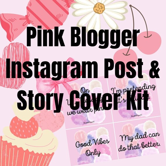 Pink Blogger Instagram Post and Story Highlight Cover Kit; Social Media Kit; Pink Aesthetic Instagram Feed Kit; IG Posts; Instagram Post